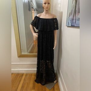 Soma Black Off-Shoulder Lace Maxi Dress